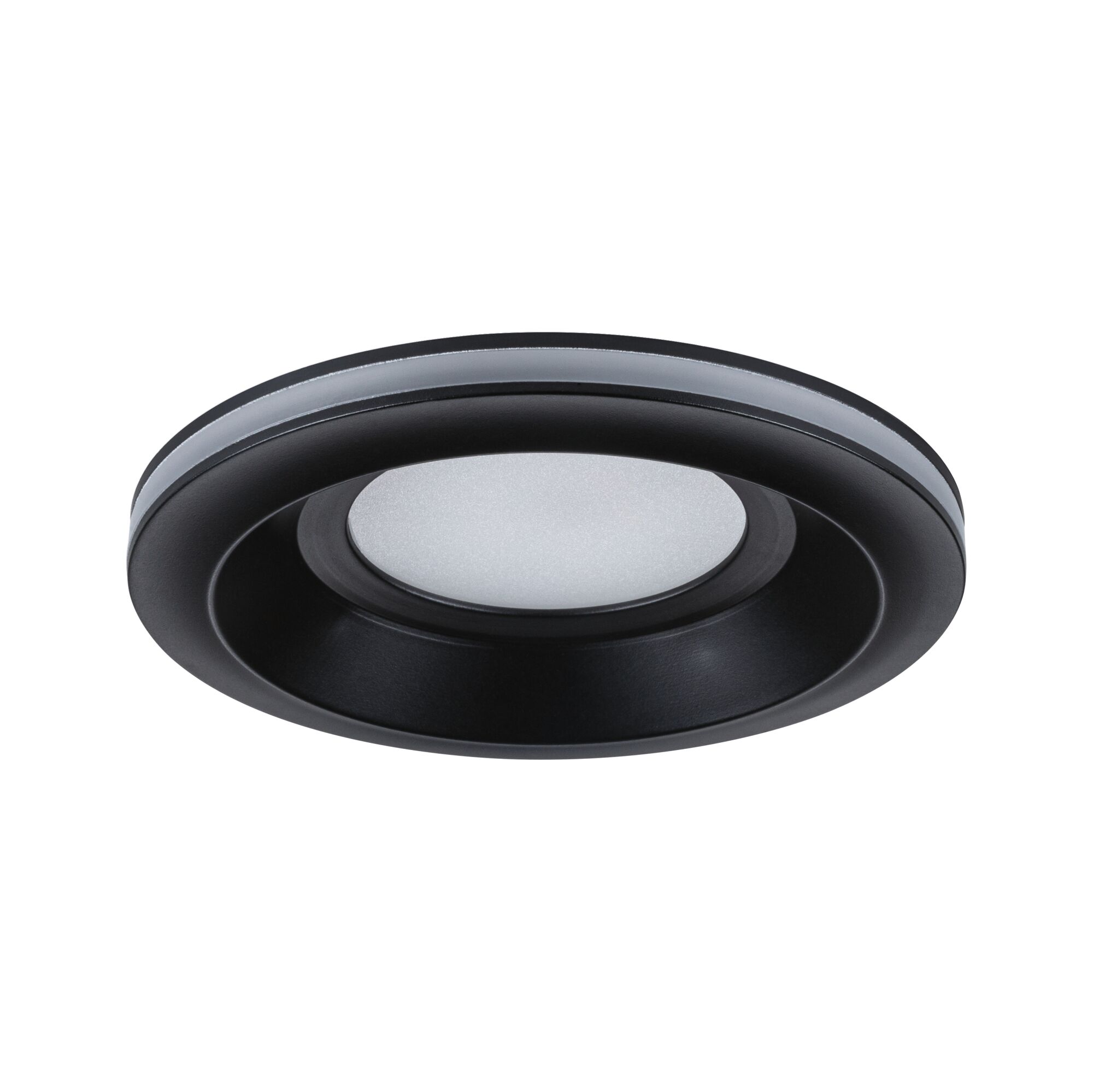 Rundes LED-Einbauleuchte in Schwarz mit weißem Diffusor aus Kunststoff für moderne Raumbeleuchtung