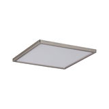 Vierkante LED-plafondlamp van geborsteld zilverkleurig aluminium met witte diffuser voor woonruimtes