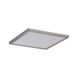 Quadratische LED-Deckenleuchte aus gebürstetem Aluminium in Silber mit weißem Diffusor für Wohnräume