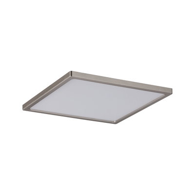 Firkantet LED-loftlampe i børstet sølv aluminium med hvid diffuser til moderne belysning