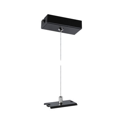 Black metal ceiling mount with steel cable and mounting plate for LED track lighting system