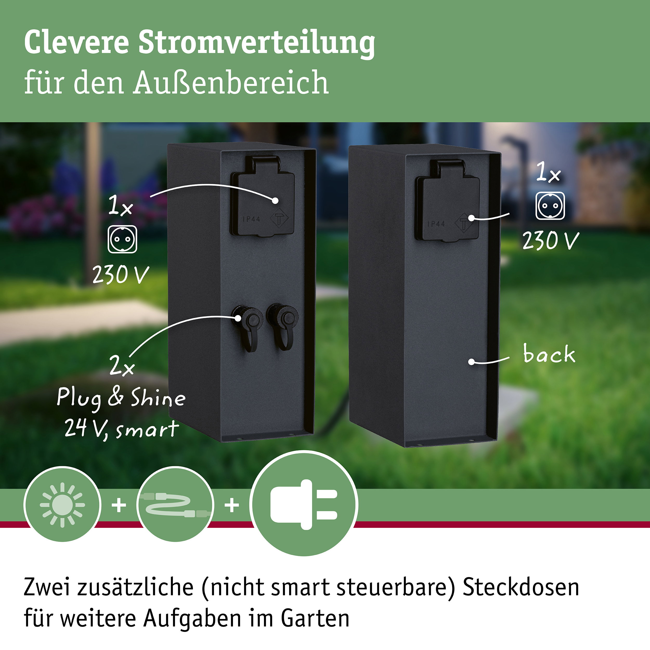 Plug & Shine Socket column Rio incl. Transformer IP44 Anthracite