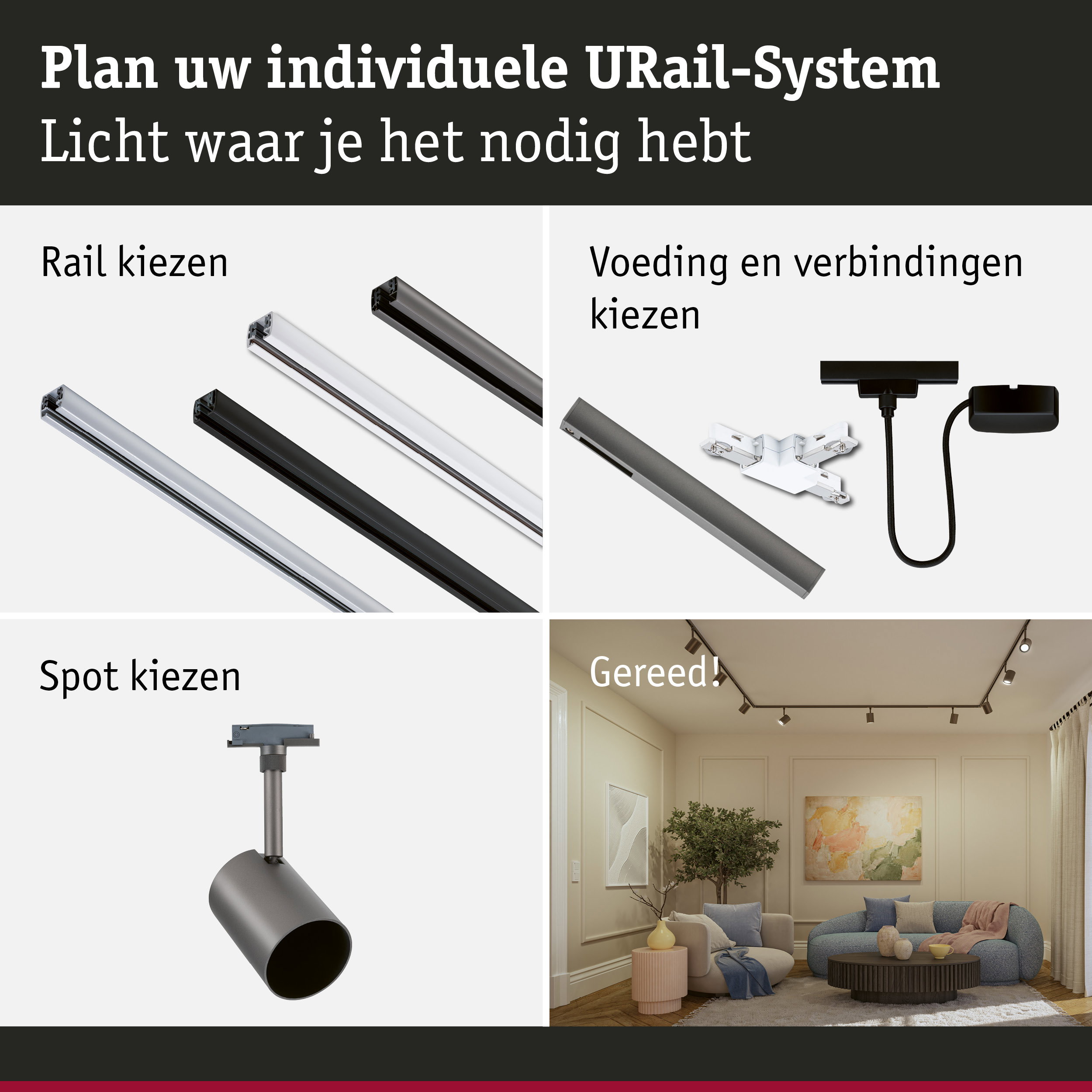 URail Railspot Luxe GU10 max. 10W dimbaar 230V Titaanium