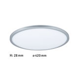 Round LED ceiling light with silver aluminium frame and white diffuser, energy-efficient lighting solution