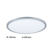 Round LED ceiling light with silver aluminium frame and white diffuser, energy-efficient lighting solution