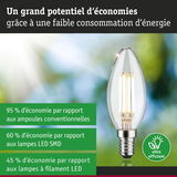 Ampoule LED filament claire avec culot E14, ultra efficace pour une faible consommation d'énergie
