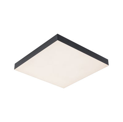 Square ceiling light with black aluminum frame and white diffuser for modern room lighting
