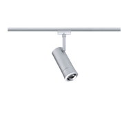 Moderner silberner LED-Strahler aus Metall für Schienensysteme, dimmbar und schwenkbar