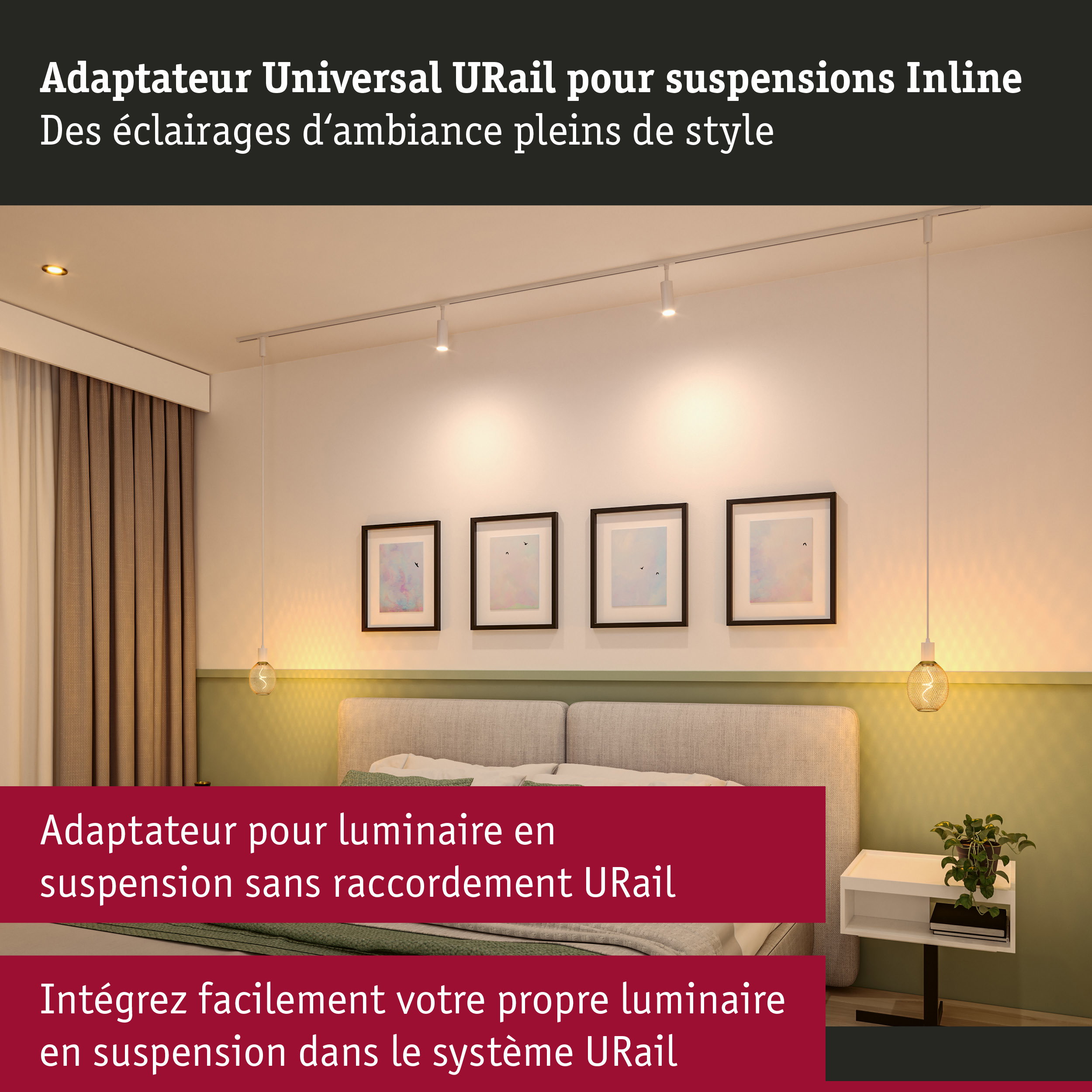 URail Adaptateur de suspension Universal max. 50W 230V Blanc signal