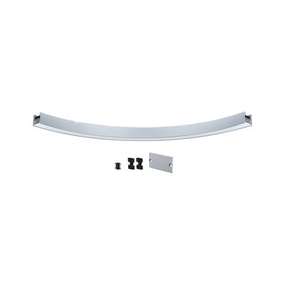 Curved silver aluminum LED profile with accessories for flexible LED strip installation