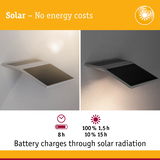 Solar-powered wall light with battery charging via sunlight, energy-saving outdoor lighting solution