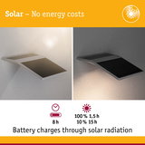 Solar-powered wall light with battery charging via sunlight, energy-saving outdoor lighting solution