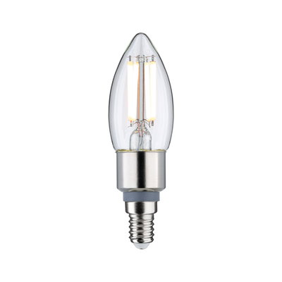 Ampoule LED bougie avec verre transparent et base argentée, éclairage économique pour la maison