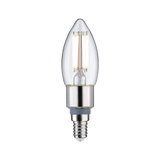 LED-Kerzenlampe mit klarer Glasabdeckung und silbernem Sockel, energiesparende Leuchte für Zuhause