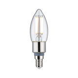LED candle bulb with clear glass cover and silver base, energy-saving light for home use