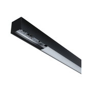 Schwarze LED-Unterbauleuchte aus Metall mit weißem Diffusor für moderne Küchenbeleuchtung