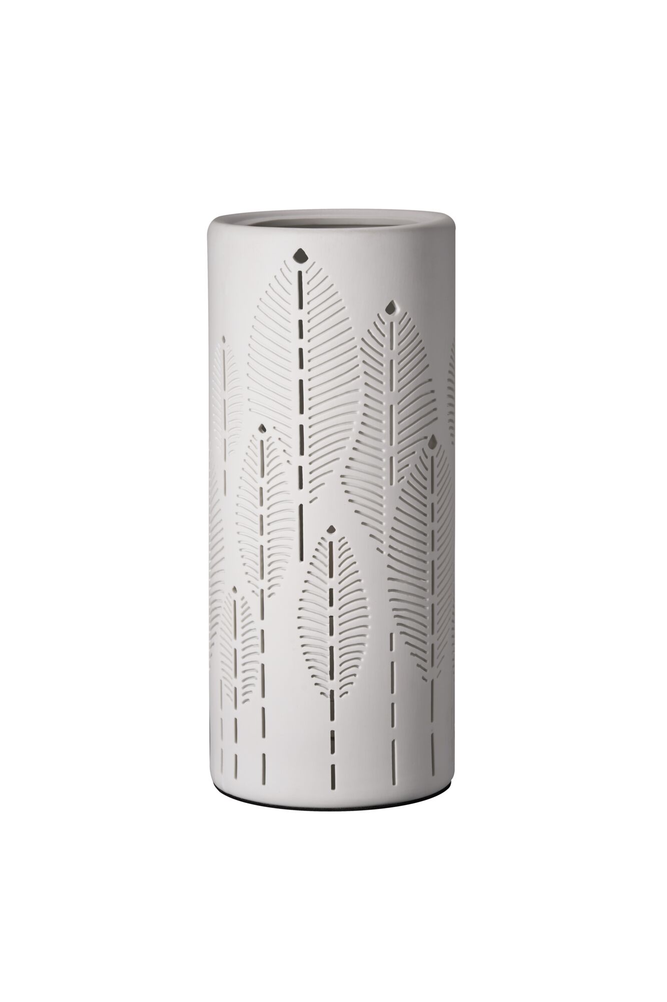 Abat-jour en céramique blanche avec motifs de feuilles délicats, lampe LED décorative pour intérieur