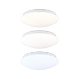 Three round white LED ceiling lights showing different light colors for modern room lighting
