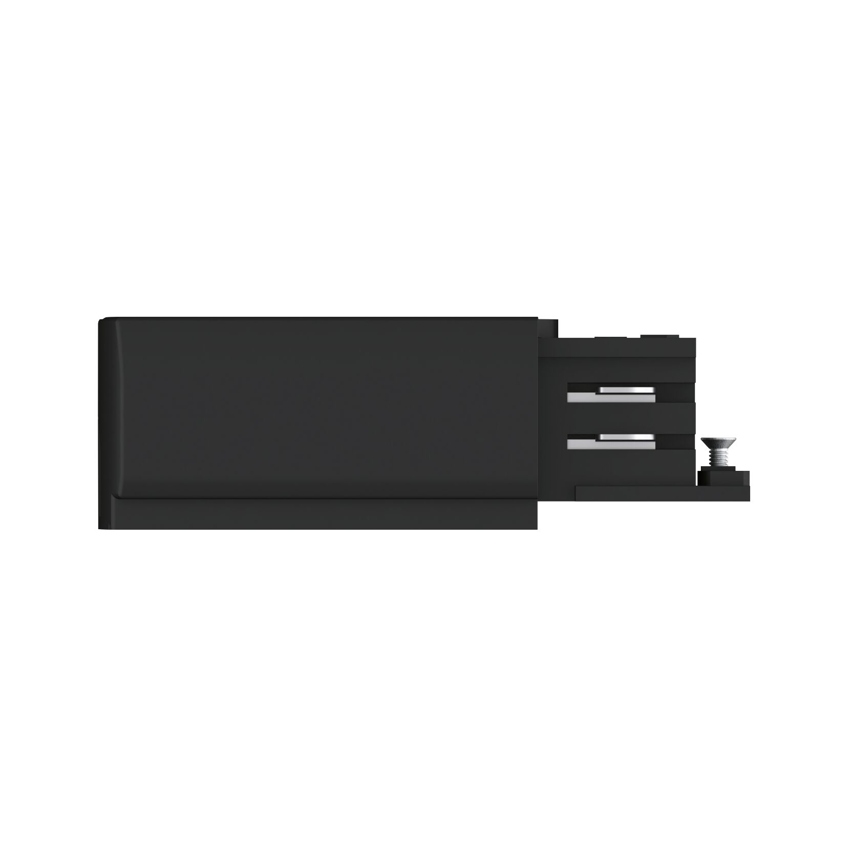 Composant électrique noir avec connexion à vis, design moderne pour systèmes d'éclairage