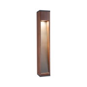 Modern brown wooden outdoor wall light with integrated LED for garden lighting