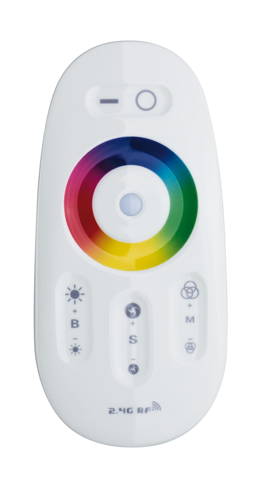 Weißer 2.4G RF Fernbedienung mit farbigem Touch-Ring zur Lichtsteuerung und Helligkeitsregler
