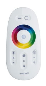 Weißer 2.4G RF Fernbedienung mit farbigem Touch-Ring zur Lichtsteuerung und Helligkeitsregler