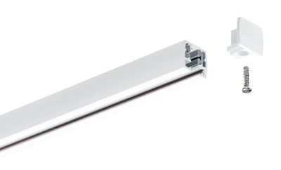 White aluminum profile with end cap and screw for LED light strips, lighting system accessory