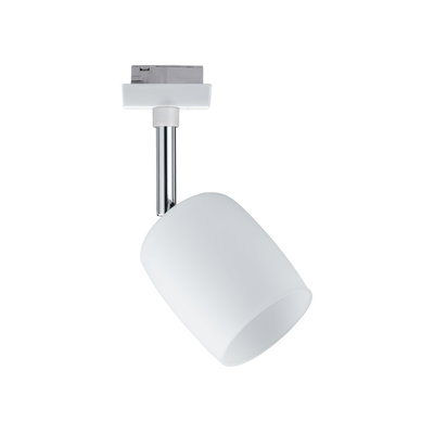 Moderner weißer LED-Spot aus Glas mit Chromstiel für flexible Akzentbeleuchtung