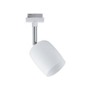 Moderner weißer LED-Spot aus Glas mit Chromstiel für flexible Akzentbeleuchtung