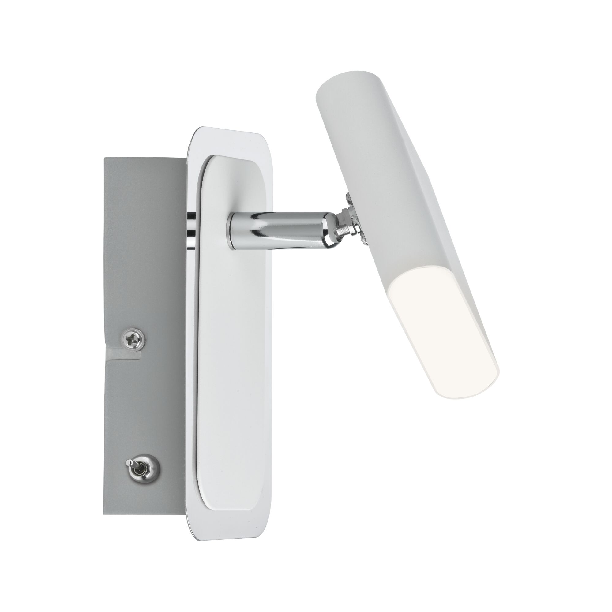 Modern white metal LED wall light with adjustable head for focused lighting in interiors