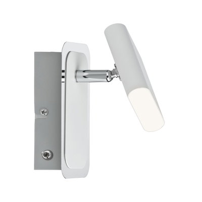 Modern white metal LED wall light with adjustable head for focused lighting in interiors