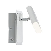 Moderne witte metalen LED-wandlamp met verstelbare kop voor gerichte binnenverlichting