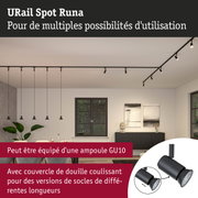 Spot URail Runa noir en métal avec douille GU10 pour éclairage polyvalent