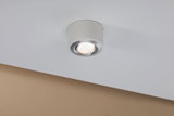 Plafonnier rond blanc avec bord argenté et LED blanc chaud pour éclairage intérieur moderne