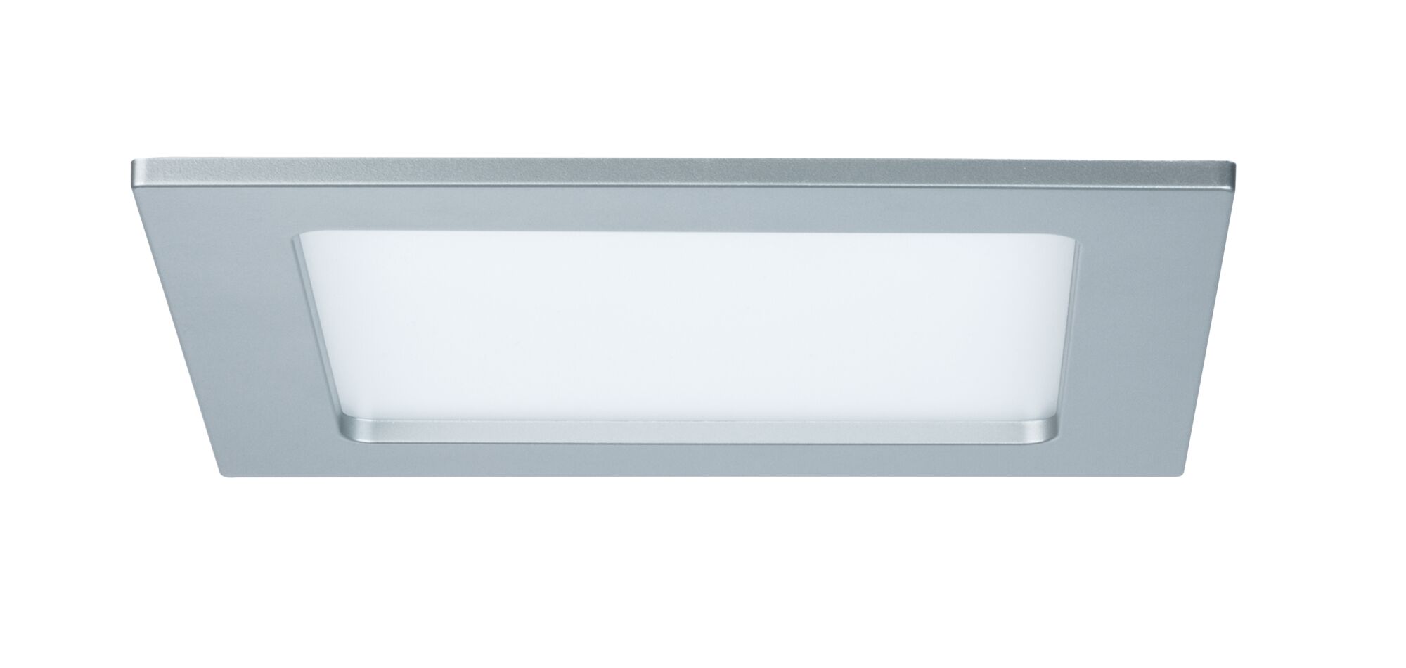 Rectangular LED recessed light in silver aluminum with white diffuser for modern lighting solutions