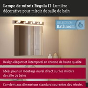 Kit Éclairage de miroir Regula II ampoules incluses 4-flammes IP44 E14 2700K 4x470lm 230V 4x4,5W gradable Chrome/Opale