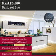 MaxLED 500 Basic set 3 m LED strip with protective cover for bright kitchen lighting