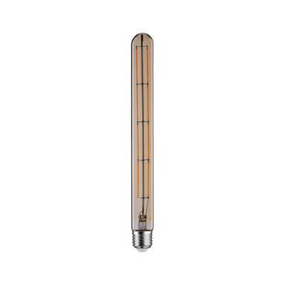 Long amber LED filament bulb with E27 base for decorative lighting and vintage style
