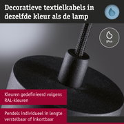 Zwart textielkabel voor lampen met IP44-bescherming, verstelbare lengte, verkrijgbaar in RAL-kleuren