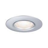 Runder Einbaustrahler aus silbernem Aluminium mit warmweißem LED-Licht für Wohnräume