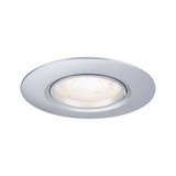 Runder Einbaustrahler aus matt-silbernem Aluminium mit warmweißem LED-Licht für Wohnräume