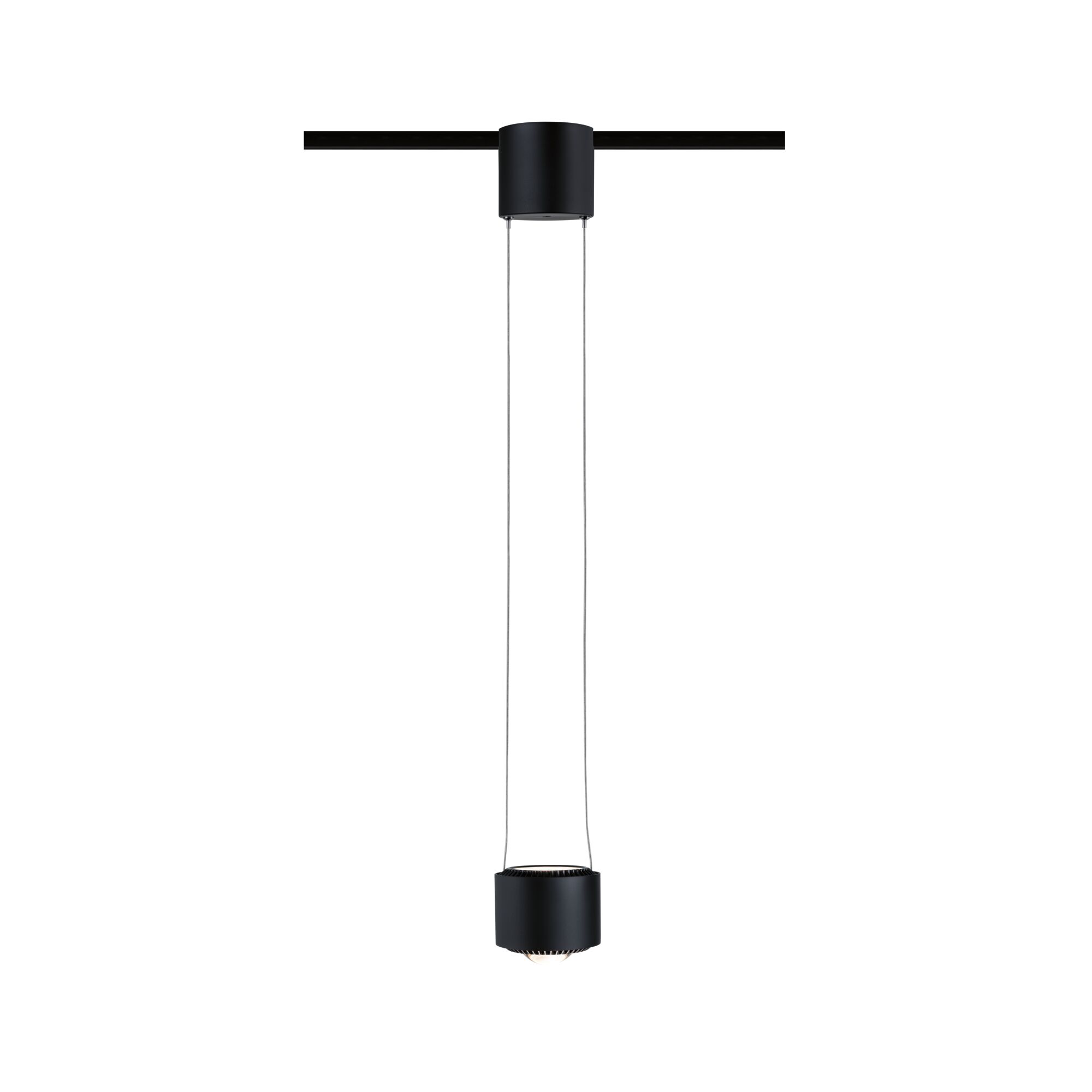 Schwarze LED-Pendelleuchte aus Metall mit schlankem Design und dimmbarer Funktion für moderne Innenräume