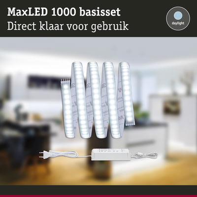 MaxLED 1000 LED-strip set met voeding in wit voor heldere daglichtverlichting