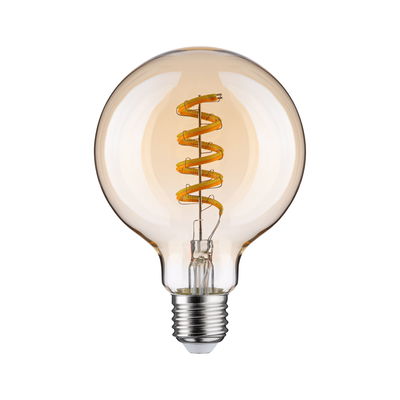 Glühbirne mit spiralförmigem LED-Filament in bernsteinfarbenem Glas für dekorative Beleuchtung