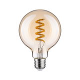 Gloeilamp met spiraalvormig LED-filament in amberkleurig glas voor sfeerverlichting
