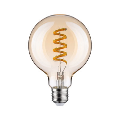 Gloeilamp met spiraalvormig LED-filament in amberkleurig glas voor sfeerverlichting