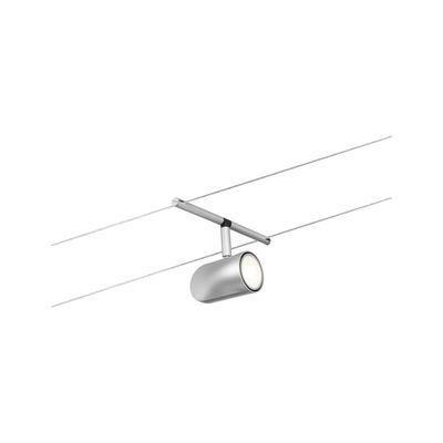 Moderner silberner LED-Seilstrahler aus Metall für flexible Beleuchtung im Wohnraum