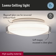 Luena ceiling light with clear glass and removable bayonet glass, IP44 protection class