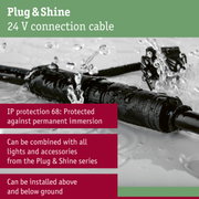 Black 24V Plug & Shine connection cable with IP68 protection against permanent water immersion