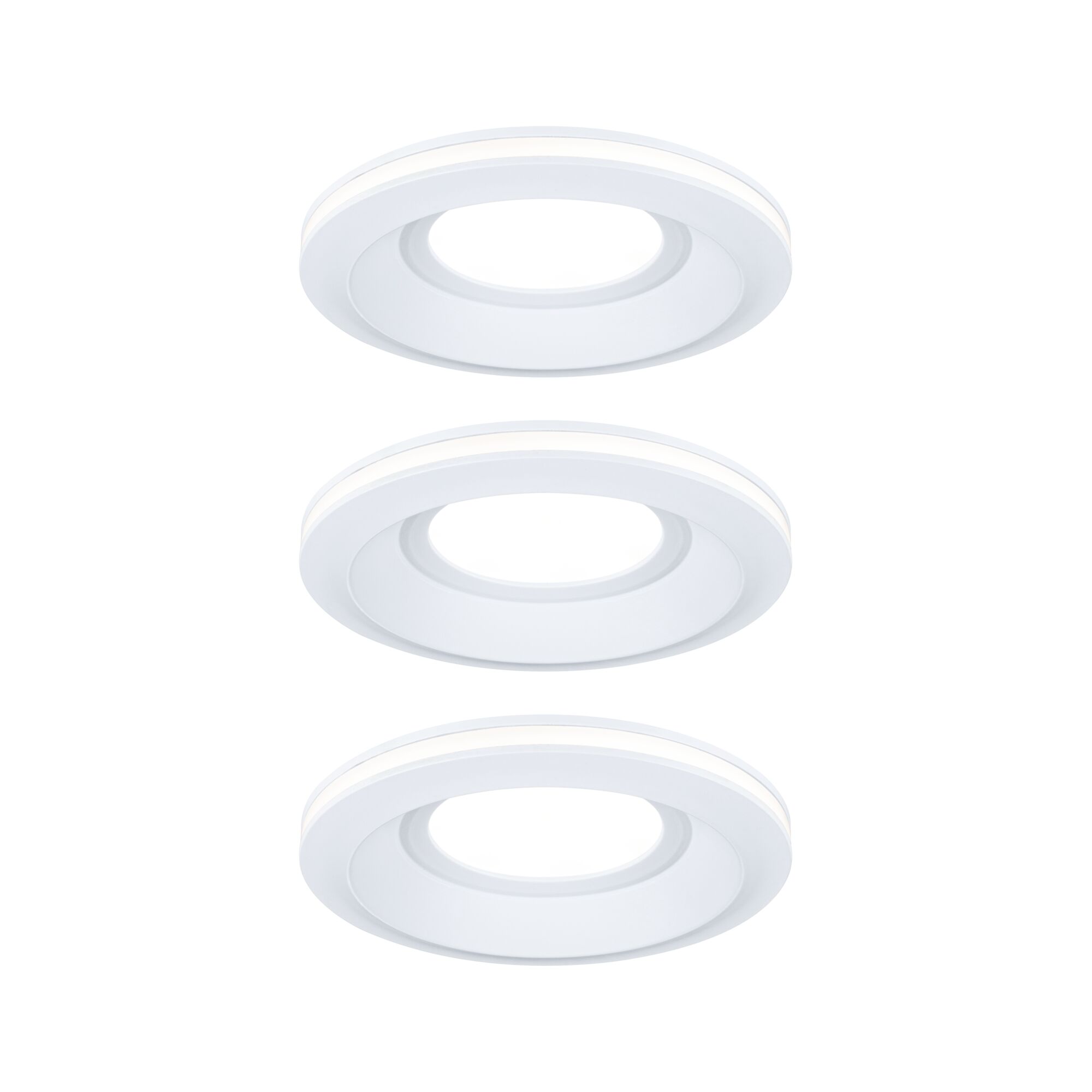 LED-inbouwlamp Sormus Set van 3 IP65 rond 100mm 3x4,8W / 1,5W 3x300lm 230V 3000K Wit Drie witte ronde LED-inbouwspots met modern design voor energiezuinige verlichting